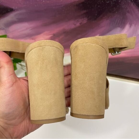 Vince Camuto Crebellan Block Heel Suede Sandal in Tan Size 8.5 - Picture 7 of 15